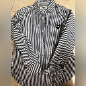 Comme des Garçons blue/white heart button down shirt. Women’s medium, runs small